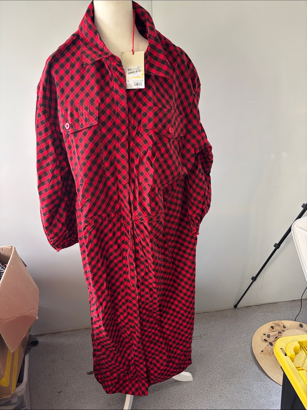 Woolrich Red and Black Buffalo Check Long Shirt Dress